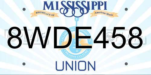 8WDE458 Mississippi License Plate