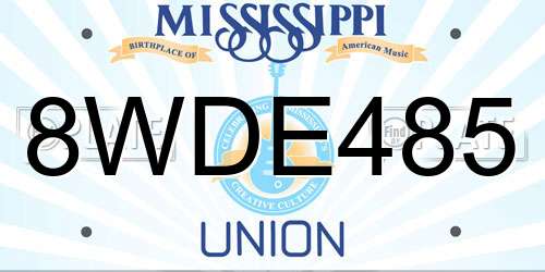 8WDE485 Mississippi License Plate