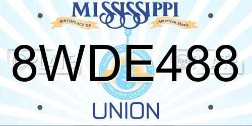 8WDE488 Mississippi License Plate