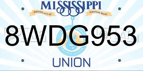 8WDG953 Mississippi License Plate