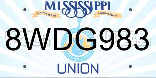 8WDG983 Mississippi License Plate