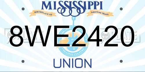 8WE2420 Mississippi License Plate