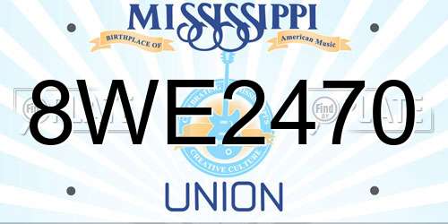 8WE2470 Mississippi License Plate