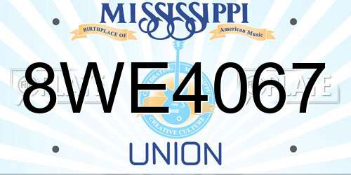 8WE4067 Mississippi License Plate