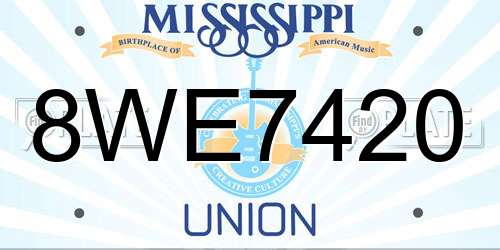 8WE7420 Mississippi License Plate