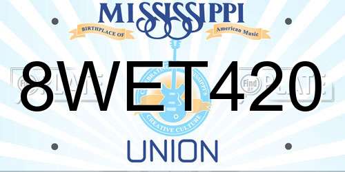 8WET420 Mississippi License Plate