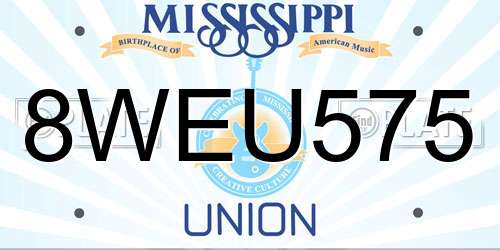 8WEU575 Mississippi License Plate