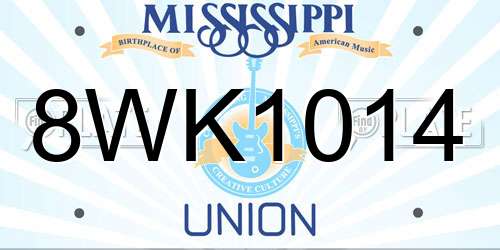8WK1014 Mississippi License Plate