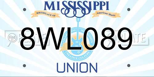 8WL089 Mississippi License Plate