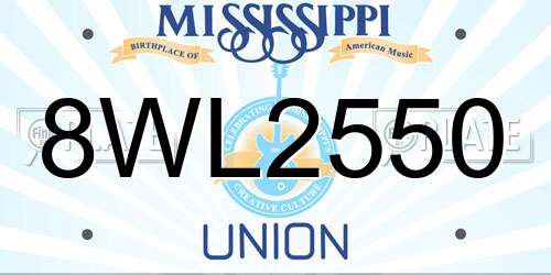 8WL2550 Mississippi License Plate