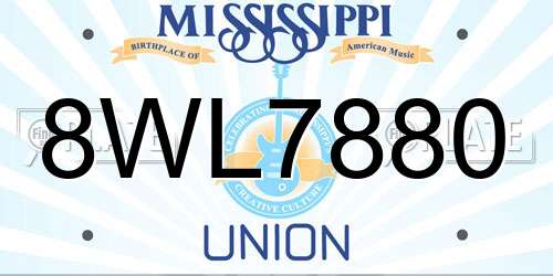 8WL7880 Mississippi License Plate