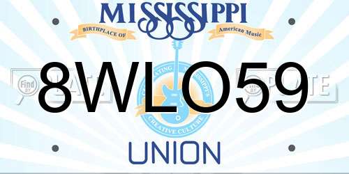 8WLO59 Mississippi License Plate