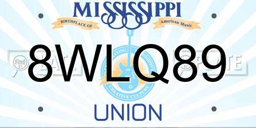 8WLQ89 Mississippi License Plate