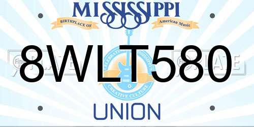 8WLT580 Mississippi License Plate