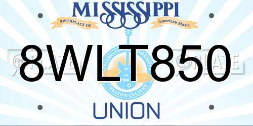 8WLT850 Mississippi License Plate