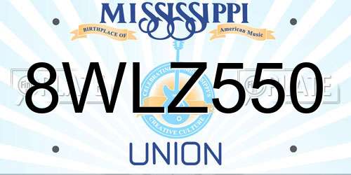 8WLZ550 Mississippi License Plate