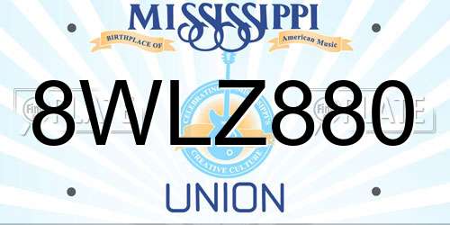 8WLZ880 Mississippi License Plate