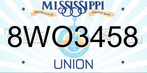 8WO3458 Mississippi License Plate