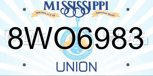 8WO6983 Mississippi License Plate