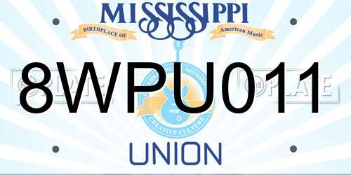 8WPU011 Mississippi License Plate