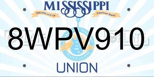 8WPV910 Mississippi License Plate
