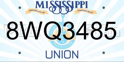 8WQ3485 Mississippi License Plate