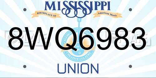 8WQ6983 Mississippi License Plate