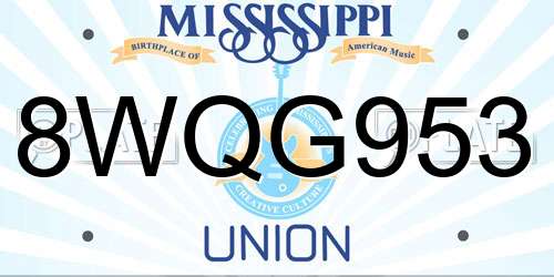 8WQG953 Mississippi License Plate