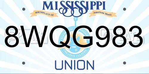 8WQG983 Mississippi License Plate
