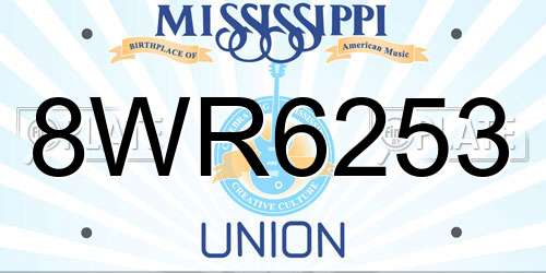 8WR6253 Mississippi License Plate