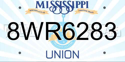 8WR6283 Mississippi License Plate
