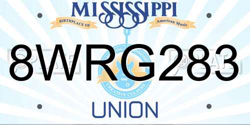 8WRG283 Mississippi License Plate