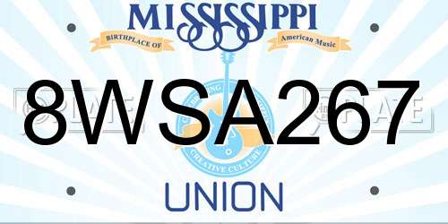 8WSA267 Mississippi License Plate