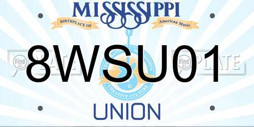 8WSU01 Mississippi License Plate