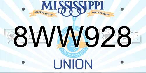 8WW928 Mississippi License Plate