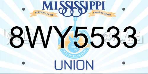 8WY5533 Mississippi License Plate