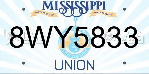 8WY5833 Mississippi License Plate