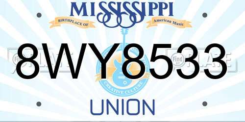 8WY8533 Mississippi License Plate