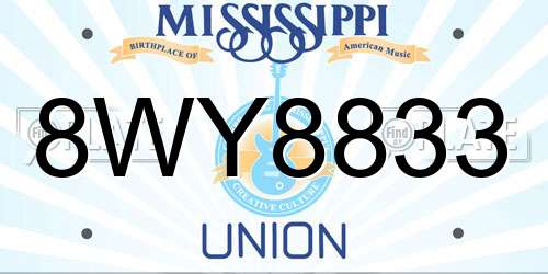 8WY8833 Mississippi License Plate