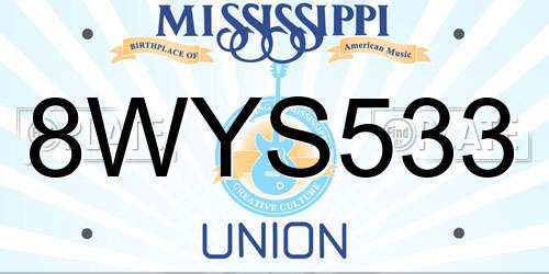 8WYS533 Mississippi License Plate