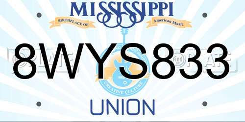 8WYS833 Mississippi License Plate