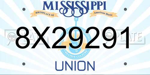8X29291 Mississippi License Plate