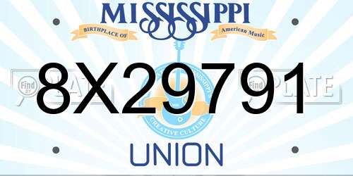 8X29791 Mississippi License Plate