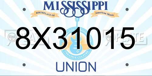 8X31015 Mississippi License Plate