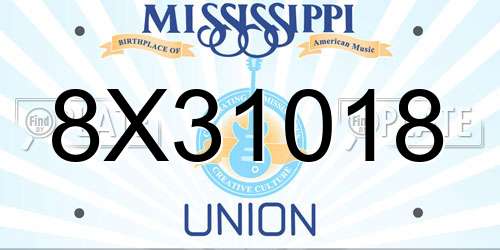 8X31018 Mississippi License Plate