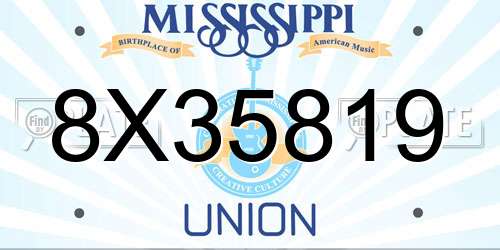 8X35819 Mississippi License Plate