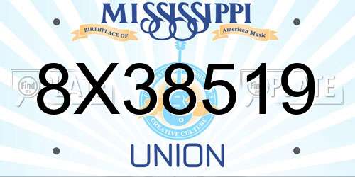 8X38519 Mississippi License Plate