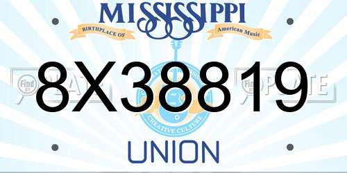 8X38819 Mississippi License Plate