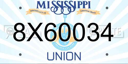 8X60034 Mississippi License Plate