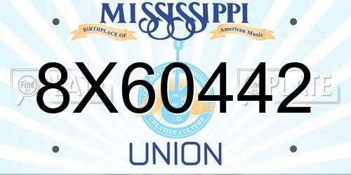 8X60442 Mississippi License Plate